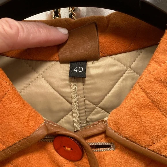 Elegant Orange Quilted Utility Jacket